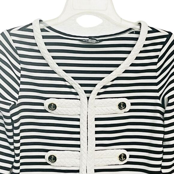 Katherine New York Blazer Black White Stripe Anchor Nautical Cord/Braid/Trim S - Picture 2 of 13